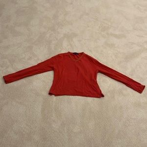 Red Sweater with Orange V-Neck